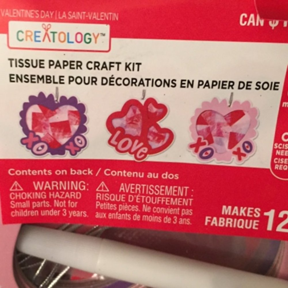 NIP Valentines Day Tissue Paper Craft Activity Kit Heart Love Creatology